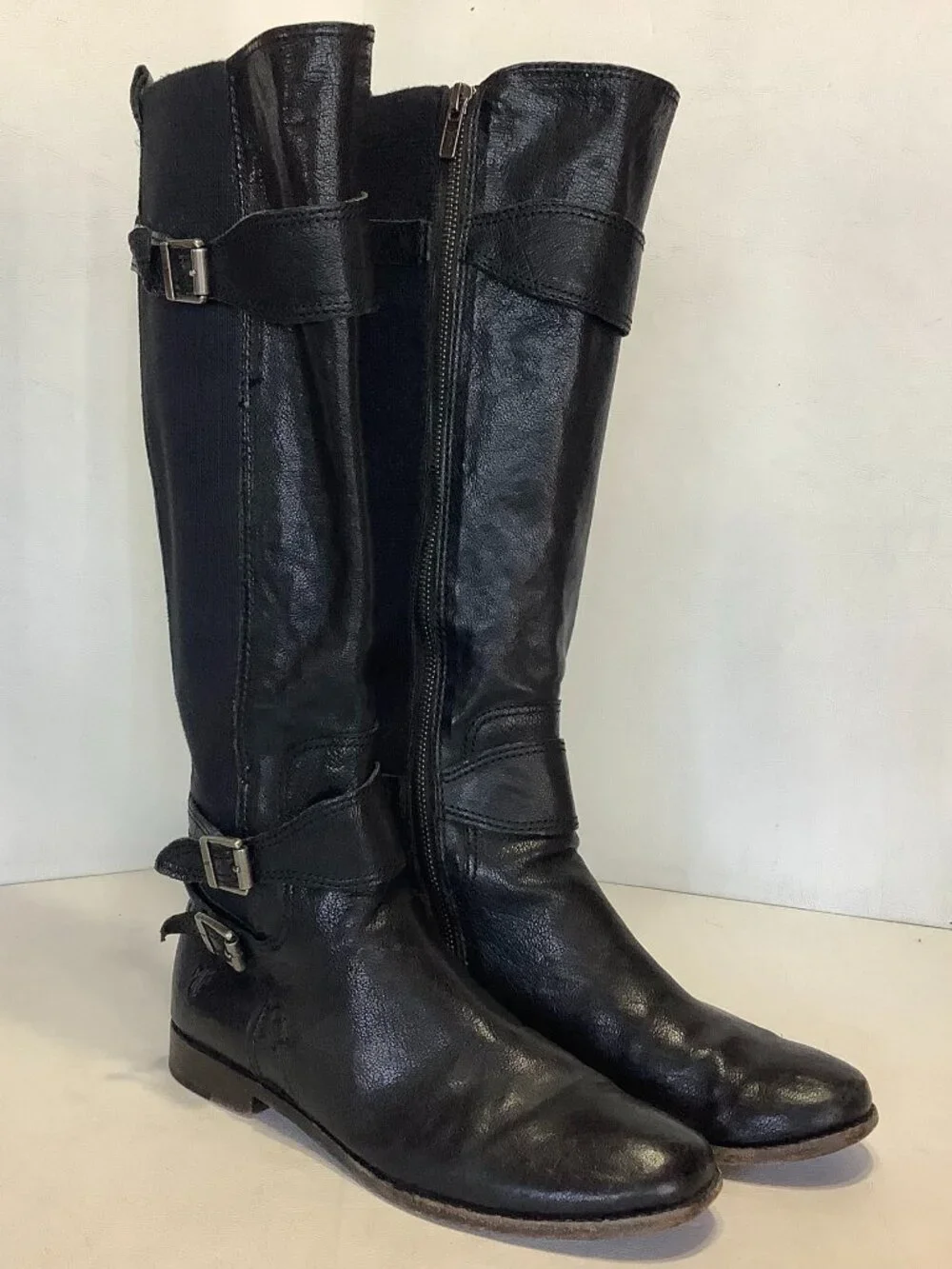 Frye Anna Gore Tall Zip Up Riding Equestrian Boots Women’s 7.5 M Black
